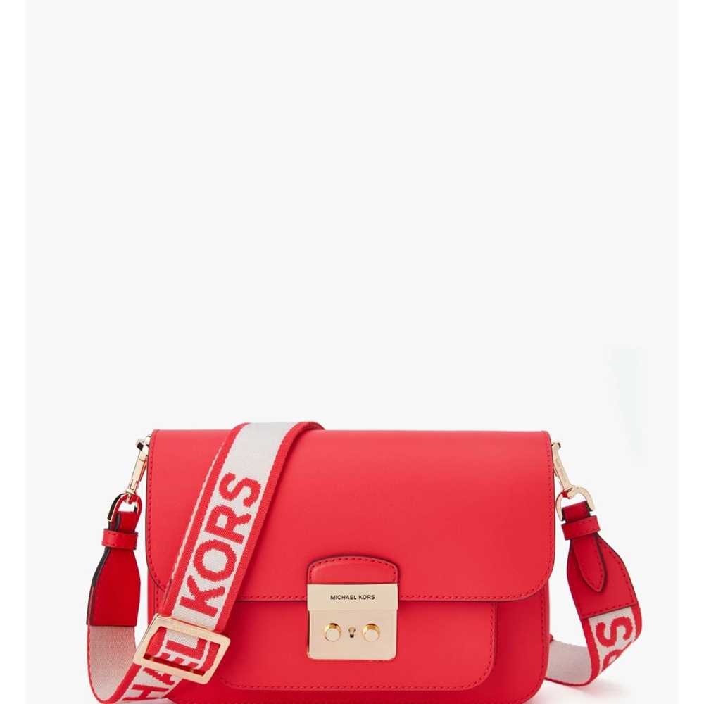 Michael Kors Sloan messenger Bag with Gold Hardware and Branded Strap